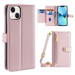 Sheep Texture Cross-body Zipper Wallet Leather Phone Case, For iPhone 14, For iPhone 14 Plus, For iPhone 14 Pro, For iPhone 14 Pro Max, For iPhone 13 mini