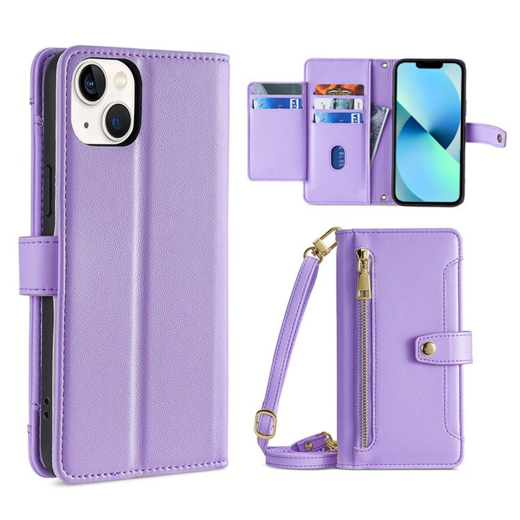 Sheep Texture Cross-body Zipper Wallet Leather Phone Case, For iPhone 14, For iPhone 14 Plus, For iPhone 14 Pro, For iPhone 14 Pro Max, For iPhone 13 mini