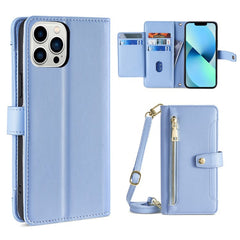 Sheep Texture Cross-body Zipper Wallet Leather Phone Case, For iPhone 13, For iPhone 13 Pro, For iPhone 13 Pro Max, For iPhone 12 mini, For iPhone 12 / 12 Pro