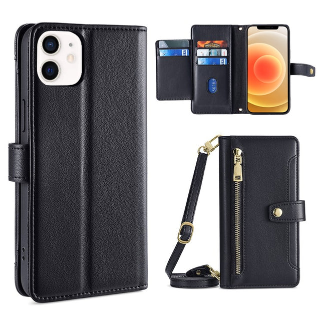 Sheep Texture Cross-body Zipper Wallet Leather Phone Case, For iPhone 12 mini, For iPhone 12 / 12 Pro, For iPhone 12 Pro Max