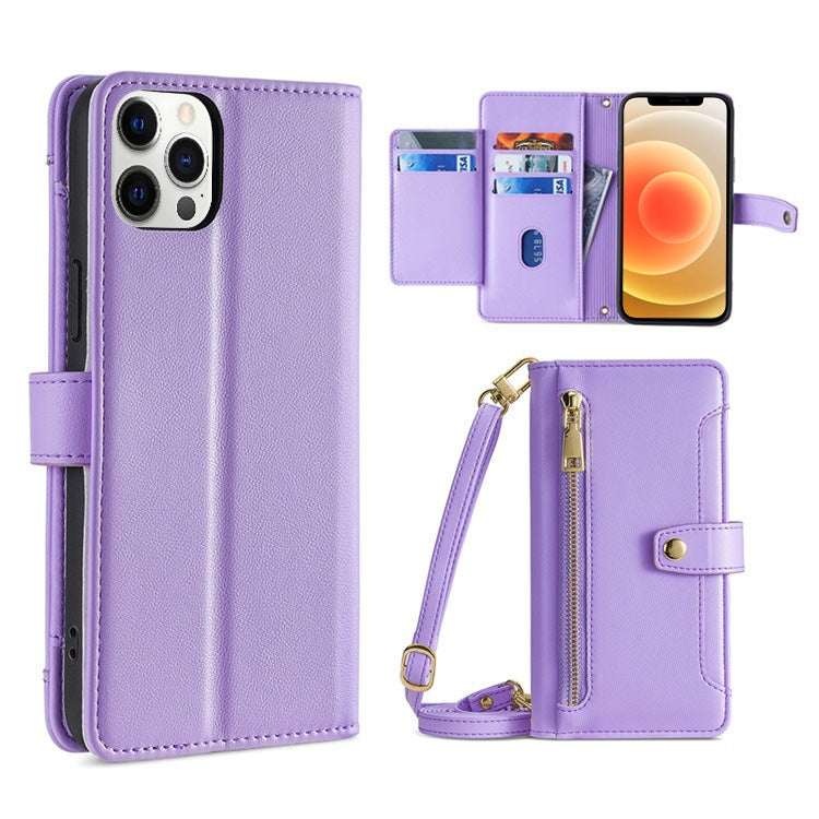 Sheep Texture Cross-body Zipper Wallet Leather Phone Case, For iPhone 12 Pro Max