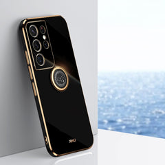 XINLI Straight Edge 6D Electroplate TPU Phone Case with Ring Holder