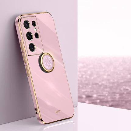XINLI Straight Edge 6D Electroplate TPU Phone Case with Ring Holder, For Samsung Galaxy S21 5G, For Samsung Galaxy S21+ 5G, For Samsung Galaxy S21 Ultra 5G