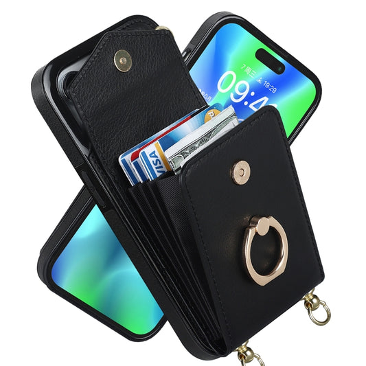 Ring Holder RFID Card Slot Phone Case with Long Lanyard, For iPhone 14, For iPhone 14 Plus, For iPhone 14 Pro, For iPhone 14 Pro Max