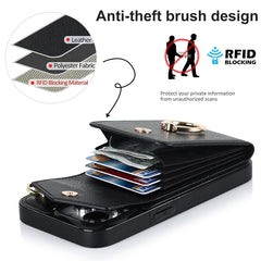 Ring Holder RFID Card Slot Phone Case with Long Lanyard, For iPhone 14, For iPhone 14 Plus, For iPhone 14 Pro, For iPhone 14 Pro Max