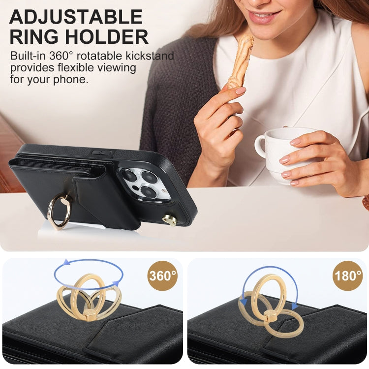 Ring Holder RFID Card Slot Phone Case with Long Lanyard, For iPhone 14, For iPhone 14 Plus, For iPhone 14 Pro, For iPhone 14 Pro Max, For Samsung Galaxy S22 5G, For Samsung Galaxy S22+ 5G