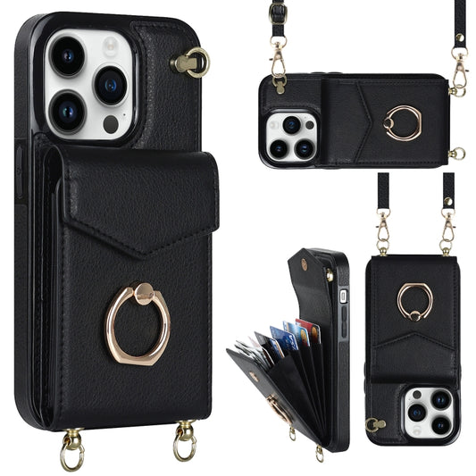 Ring Holder RFID Card Slot Phone Case with Long Lanyard, For iPhone 14, For iPhone 14 Plus, For iPhone 14 Pro, For iPhone 14 Pro Max
