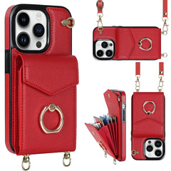 Ring Holder RFID Card Slot Phone Case with Long Lanyard, For iPhone 14, For iPhone 14 Plus, For iPhone 14 Pro, For iPhone 14 Pro Max