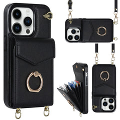 Ring Holder RFID Card Slot Phone Case with Long Lanyard, For iPhone 14, For iPhone 14 Plus, For iPhone 14 Pro, For iPhone 14 Pro Max