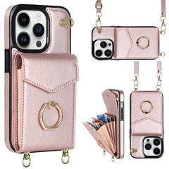 Ring Holder RFID Card Slot Phone Case with Long Lanyard, For iPhone 14, For iPhone 14 Plus, For iPhone 14 Pro, For iPhone 14 Pro Max