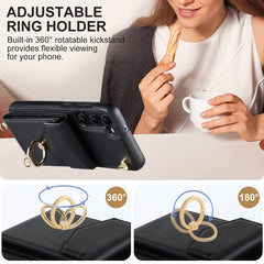 Ring Holder RFID Card Slot Phone Case with Long Lanyard, For Samsung Galaxy S22 5G, For Samsung Galaxy S22+ 5G, For Samsung Galaxy S22 Ultra 5G, For Samsung Galaxy S23 5G