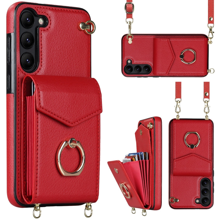 Ring Holder RFID Card Slot Phone Case with Long Lanyard, For iPhone 14, For iPhone 14 Plus, For iPhone 14 Pro, For iPhone 14 Pro Max, For Samsung Galaxy S22 5G, For Samsung Galaxy S22+ 5G