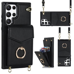 Ring Holder RFID Card Slot Phone Case with Long Lanyard, For Samsung Galaxy S22 5G, For Samsung Galaxy S22+ 5G, For Samsung Galaxy S22 Ultra 5G, For Samsung Galaxy S23 5G