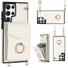 Ring Holder RFID Card Slot Phone Case with Long Lanyard, For Samsung Galaxy S22 5G, For Samsung Galaxy S22+ 5G, For Samsung Galaxy S22 Ultra 5G, For Samsung Galaxy S23 5G