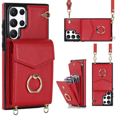 Ring Holder RFID Card Slot Phone Case with Long Lanyard, For Samsung Galaxy S22 5G, For Samsung Galaxy S22+ 5G, For Samsung Galaxy S22 Ultra 5G, For Samsung Galaxy S23 5G