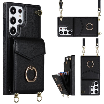 Ring Holder RFID Card Slot Phone Case with Long Lanyard, For Samsung Galaxy S23+ 5G, For Samsung Galaxy S23 Ultra 5G
