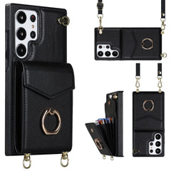 Ring Holder RFID Card Slot Phone Case with Long Lanyard, For Samsung Galaxy S23+ 5G, For Samsung Galaxy S23 Ultra 5G
