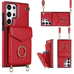 Ring Holder RFID Card Slot Phone Case with Long Lanyard, For Samsung Galaxy S23+ 5G, For Samsung Galaxy S23 Ultra 5G