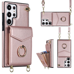 Ring Holder RFID Card Slot Phone Case with Long Lanyard, For Samsung Galaxy S23+ 5G, For Samsung Galaxy S23 Ultra 5G