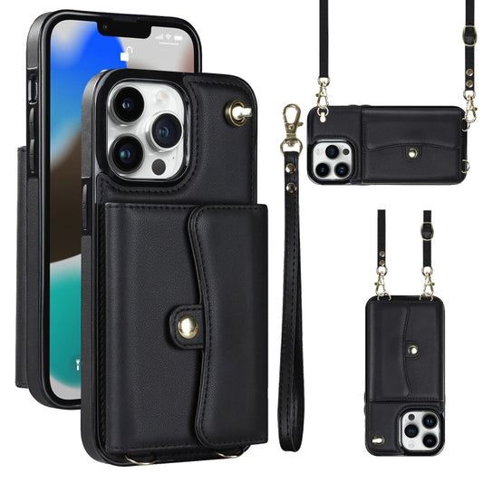 RFID Card Slot Phone Case with Long Lanyard, For iPhone 13 Pro