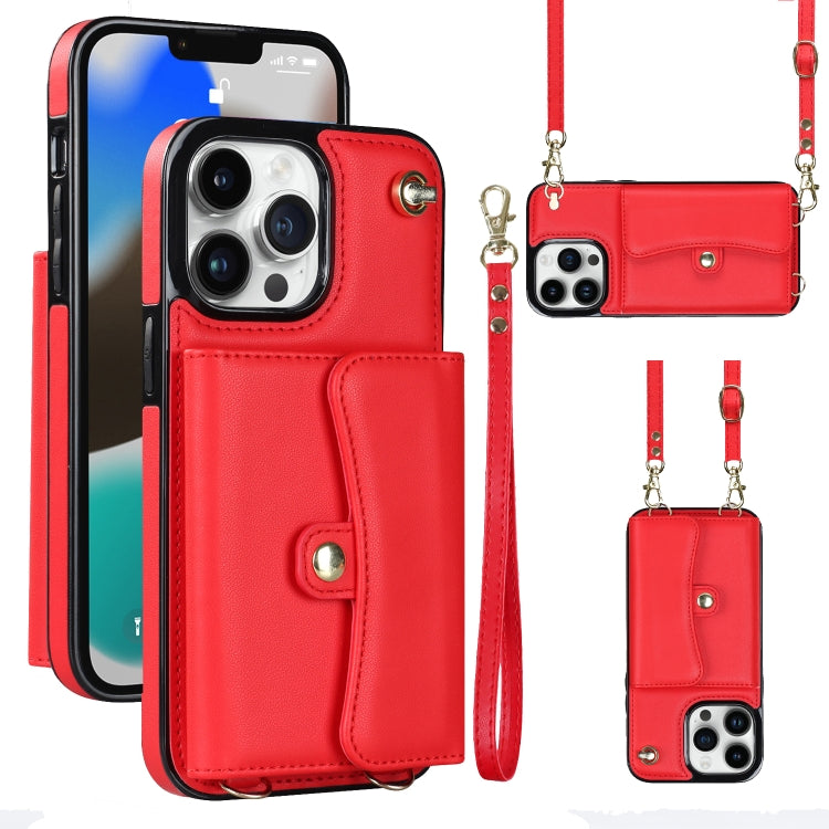 RFID Card Slot Phone Case with Long Lanyard, For iPhone 13 Pro