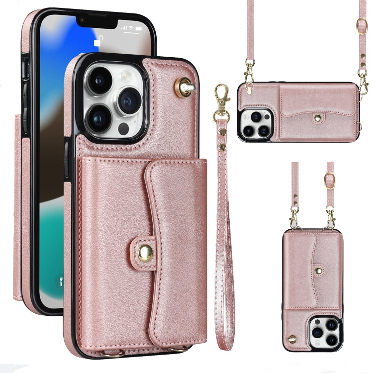 RFID Card Slot Phone Case with Long Lanyard, For iPhone 13 Pro