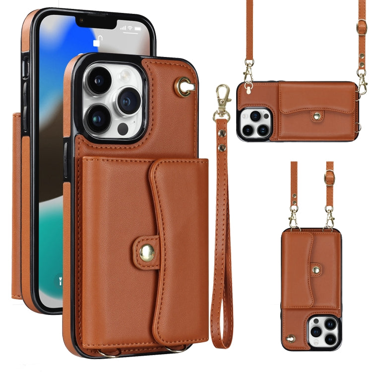 RFID Card Slot Phone Case with Long Lanyard, For iPhone 13 Pro