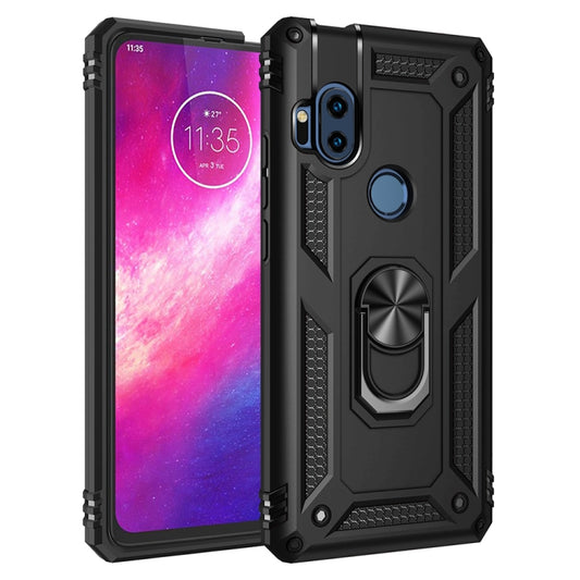 Shockproof TPU + PC Protective Case with 360 Degree Rotating Holder, For Motorola One Hyper