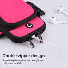 Zipper Double Pocket Multi Function Sports Arm Bag with Earphone Hole, For Smart Phones Below 6.0 inch