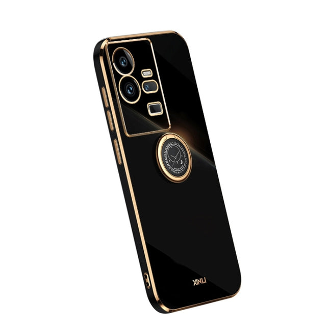 XINLI Straight Edge 6D Electroplate TPU Phone Case with Ring Holder