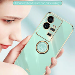 XINLI Straight Edge 6D Electroplate TPU Phone Case with Ring Holder