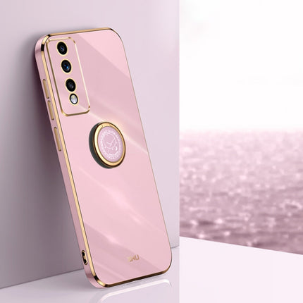 XINLI Straight Edge 6D Electroplate TPU Phone Case with Ring Holder, For Honor 80 GT 5G, For Honor 80 Pro Flat