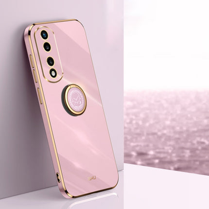 XINLI Straight Edge 6D Electroplate TPU Phone Case with Ring Holder, For Honor 80 GT 5G, For Honor 80 Pro Flat