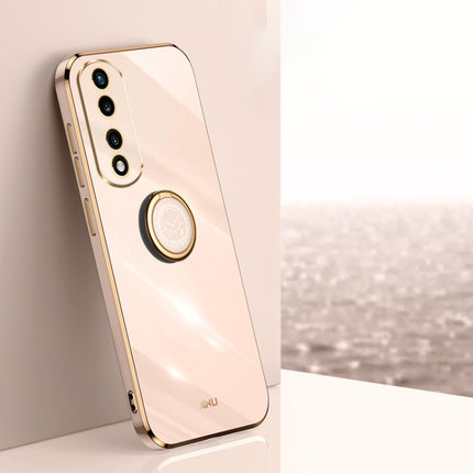 XINLI Straight Edge 6D Electroplate TPU Phone Case with Ring Holder, For Honor 80 GT 5G, For Honor 80 Pro Flat