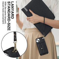 RFID Card Slot Phone Case with Long Lanyard, For iPhone 14 / 13, For iPhone 14 Plus, For iPhone 14 Pro, For iPhone 14 Pro Max