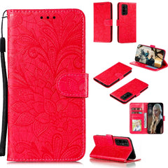 Lace Flower Embossing Pattern Horizontal Flip Leather Case , with Holder & Card Slots & Wallet & Photo Frame & Lanyard, For Huawei Honor 30 Pro, For Huawei Honor 30S, For Galaxy A11, For Galaxy A41, For Galaxy A70e