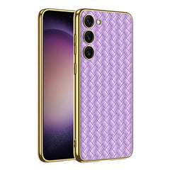 GKK Weave Texture Electroplating PU Protective Phone Case, For Samsung Galaxy S23+ 5G