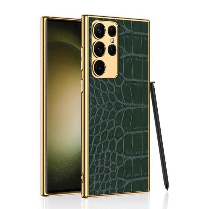For Samsung Galaxy S23 Ultra 5G GKK Crocodile Texture Electroplating PU Protective Phone Case(Python), For Samsung Galaxy S23 Ultra 5G