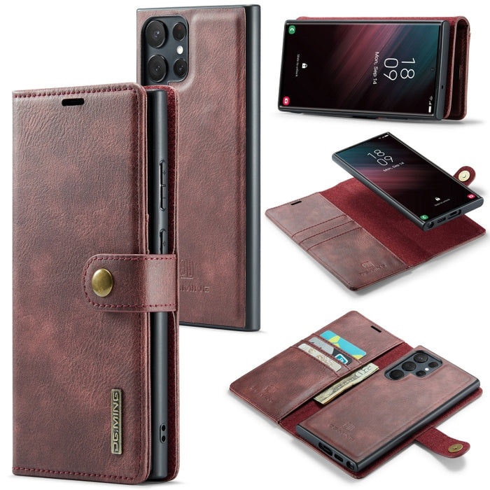 DG.MING Crazy Horse Texture Detachable Magnetic Leather Case, For Samsung Galaxy S23 Ultra 5G