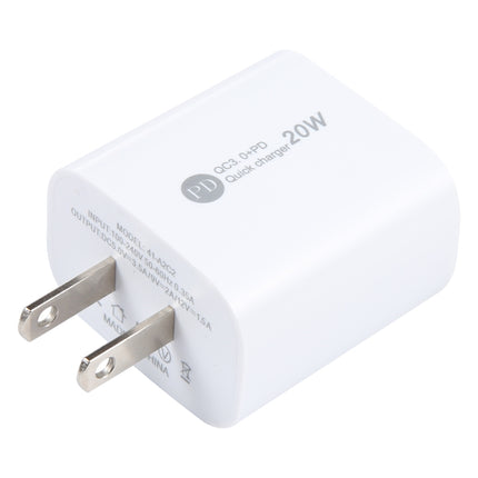 PD 20W USB-C/Type-C+QC 3.0 USB Interface Fast Charge Charger, Specification: US Plug