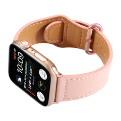 Solid Color Genuine Leather Watchband, For Apple Watch Series 7 41mm / 6 & SE & 5 & 4 40mm / 3 & 2 & 1 38mm, For Apple Watch Series 7 45mm / 6 & SE & 5 & 4 44mm / 3 & 2 & 1 42mm