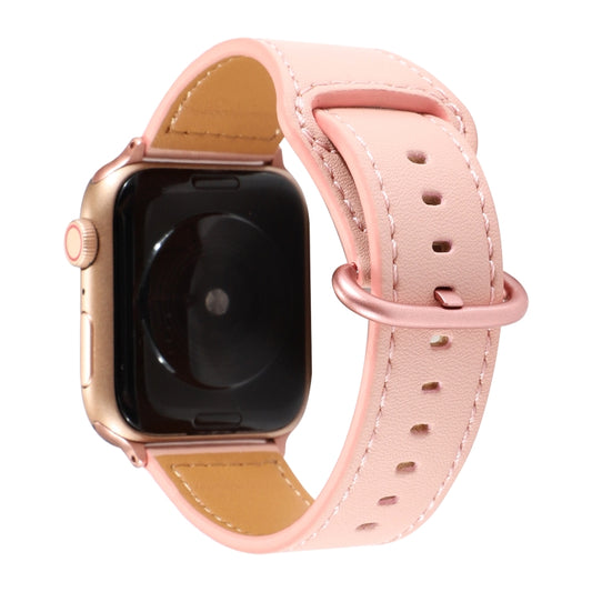 Solid Color Genuine Leather Watchband, For Apple Watch Series 7 41mm / 6 & SE & 5 & 4 40mm / 3 & 2 & 1 38mm, For Apple Watch Series 7 45mm / 6 & SE & 5 & 4 44mm / 3 & 2 & 1 42mm