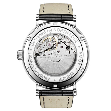 NORTH EDGE AMOY Multifunctional Business Men's Watch Waterproof Leather Mechanical Watch