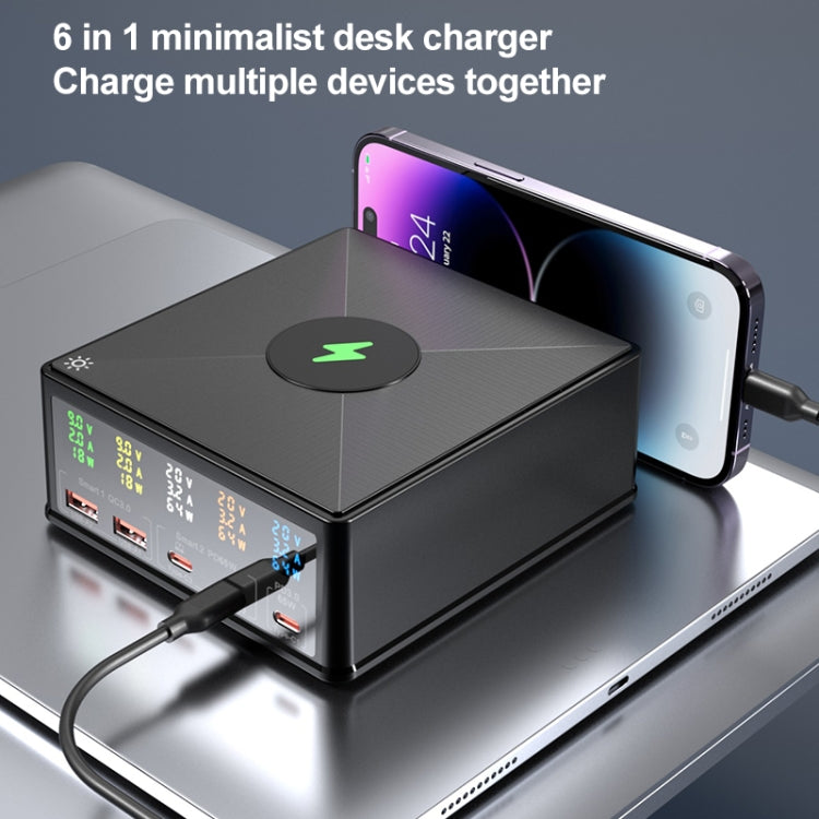 868H 6 in 1 160W 3 PD Type-C + 2 QC3.0 USB Ports Multi Ports Charger, 868H