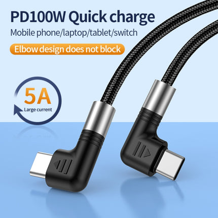 A9 100W USB-C/Type-C to USB-C/Type-C Double Elbow Data Cable, 0.5m, 1m, 2m, 3m