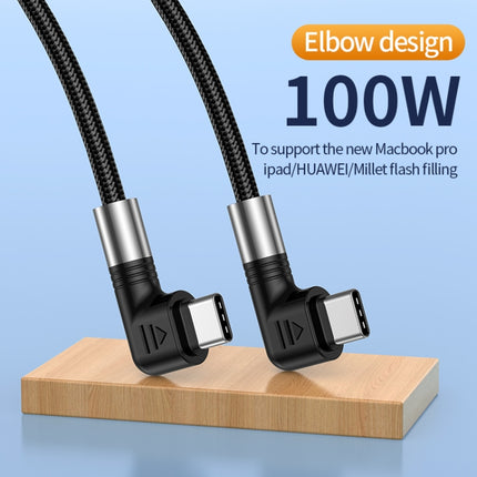 A9 100W USB-C/Type-C to USB-C/Type-C Double Elbow Data Cable, 0.5m, 1m, 2m, 3m