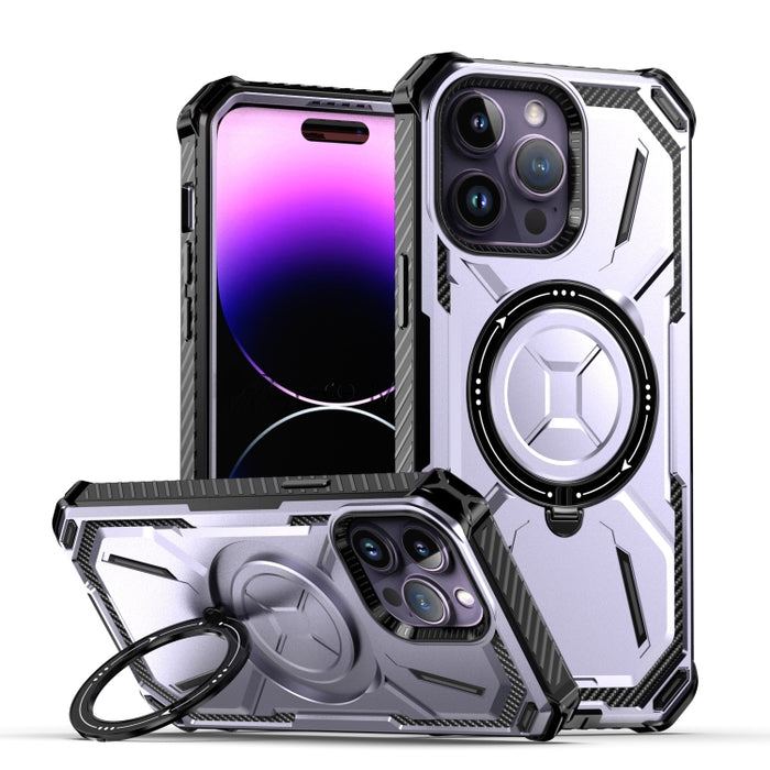 For iPhone 14 Pro Armor Series Holder Phone Case(Light Purple)