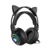 T25 RGB Stereo Cat Ear Bluetooth Wireless Headphones with Detachable Microphone