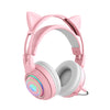 T25 RGB Stereo Cat Ear Bluetooth Wireless Headphones with Detachable Microphone