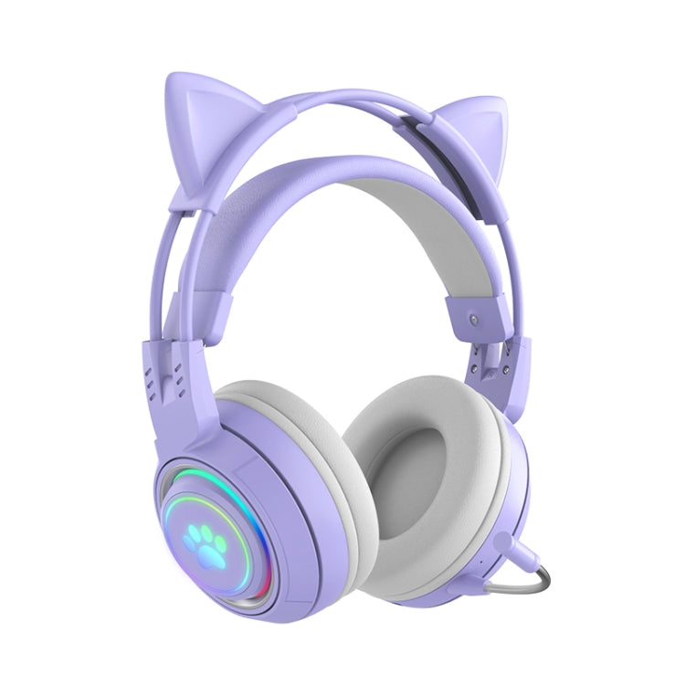 T25 RGB Stereo Cat Ear Bluetooth Wireless Headphones with Detachable Microphone